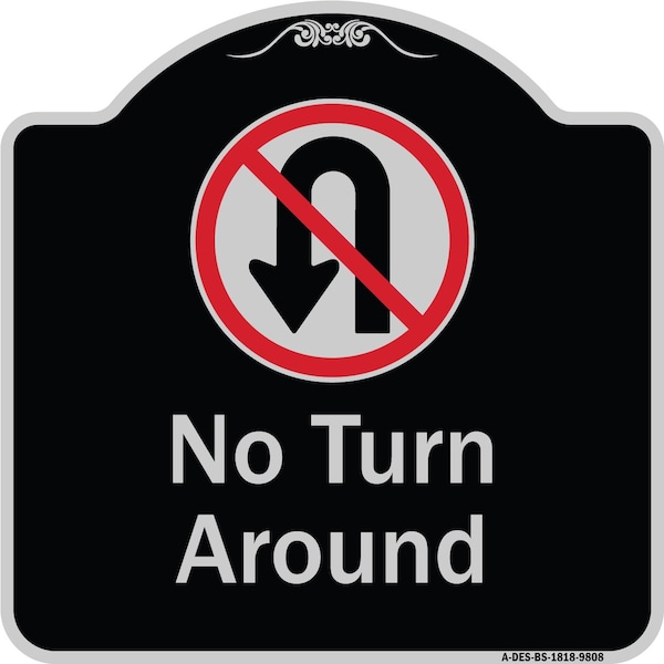 Designer Series-No Turn Around With Symbol Black & Silver, 18" x 18", BS-1818-9808